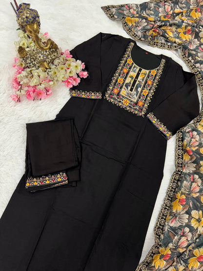 Elegant Viscose Chanderi Kurti Set with Dupatta